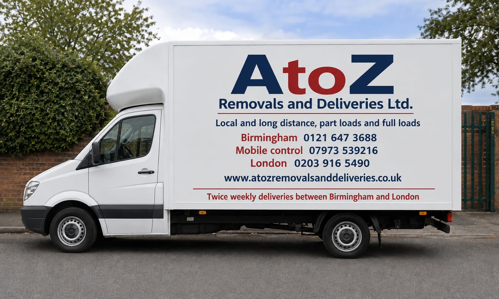 A to Z Removals branded Luton van, man and van service in Kingstanding, Birmingham B44